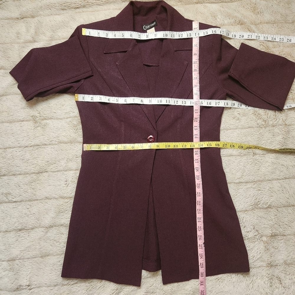 Vintage Blazer and Dress Set Plum color Collared blazer Shift dress Tailored fit - Picture 12 of 16